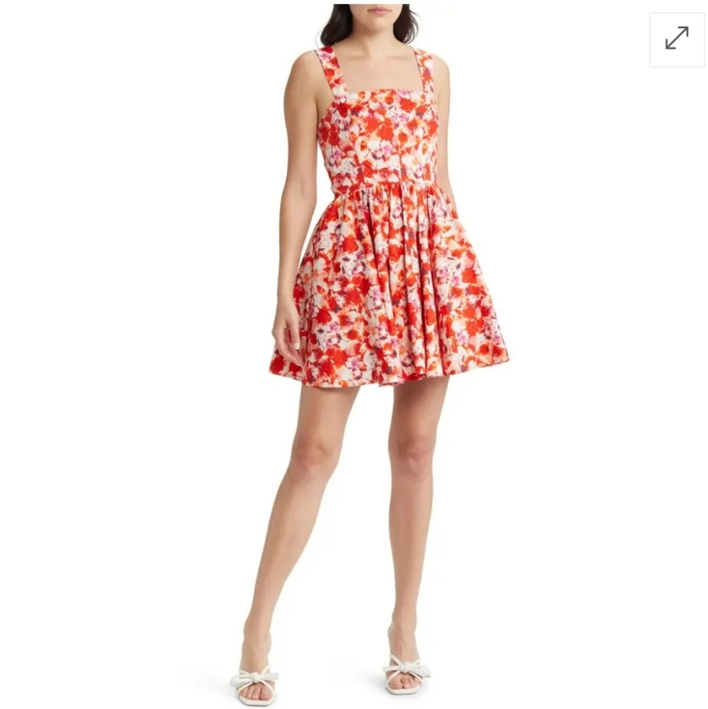 Chelsea28 & Flare Cotton Minidress in Orange Size S